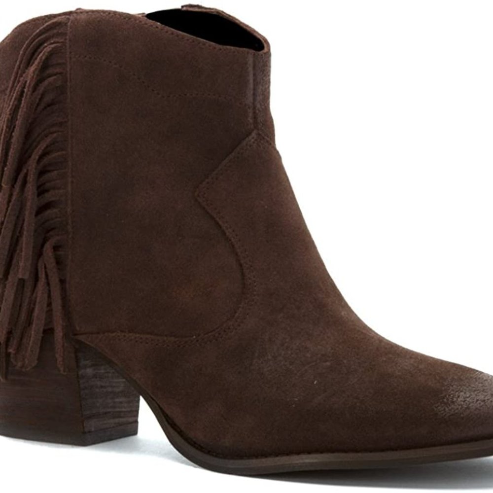 Marc Fisher Sade Suede Fringe Ankle Booties (NIB)